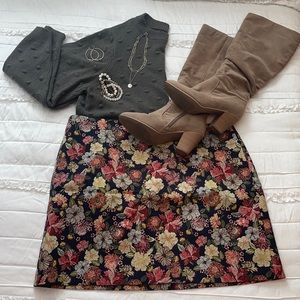 Loft Plus Floral Jacquard Skirt | Size 18